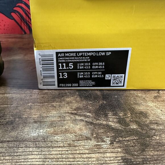 Size 11.5 - AMBUSH x Nike Air More Uptempo Low Vivid Sulfur Limestone FB1299-200 - Picture 9 of 9